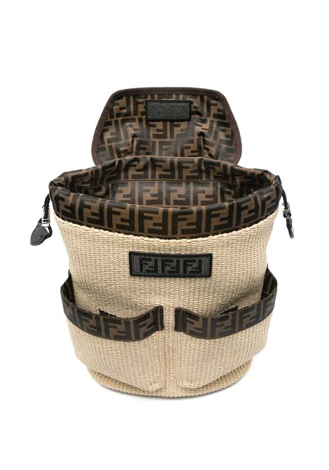 Zaino In Rafia Naturale Con Motivo FF FENDI KIDS | 8BZ055-AUINF1O87